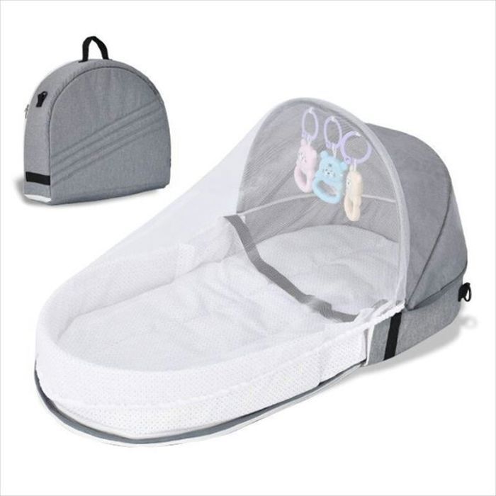 2en1 Sac bébé Portable & lit pliable pour voyage avec moustiquaire bébé