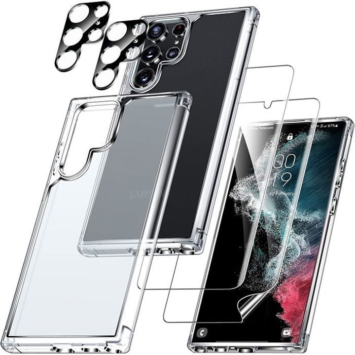 Coque Samsung Galaxy S22 Ultra 2 Protection écran & 2 Caméra Protecteur