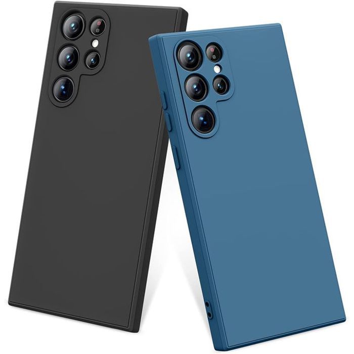 2 Pochette silicone Noir et Bleu pour Samsung S22 Ultra