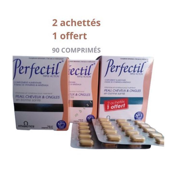Perfectil Vitabiotics 90 Comprimés Perfectil 30 Comprimés X 2 Achetés+1 Offert-Peau cheveux ongles