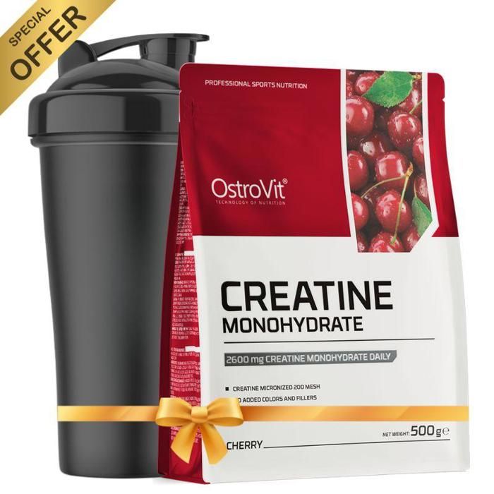 Creatine Monohydrate Micrenised 500 g Cerise + Shaker Ostrovit 700ml Gratuit