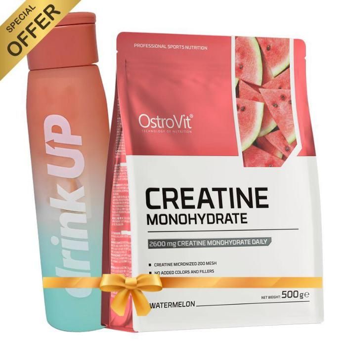Pack Creatine Monohydrate Micronised 500 g Watermelon + Bouteille d'Eau Drink Up