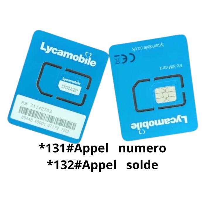 Carte SIM Internationale Anglaise Lyca Mobile, active au Maroc