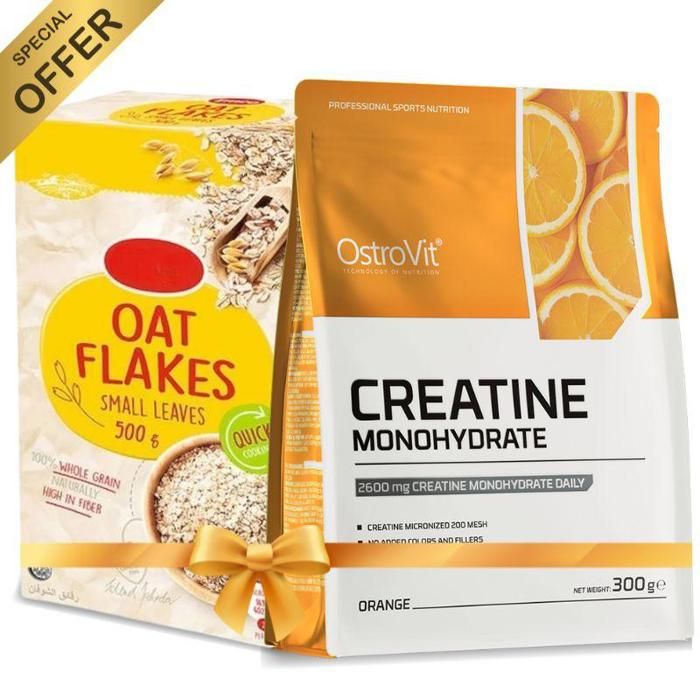 Creatine Monohydrate Micronised 300 g Orange + Oat Flakes 500 g Gratuit