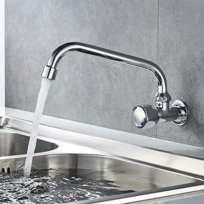 Robinet Chromé Mural pour Evier Cuisine, Eau Froide