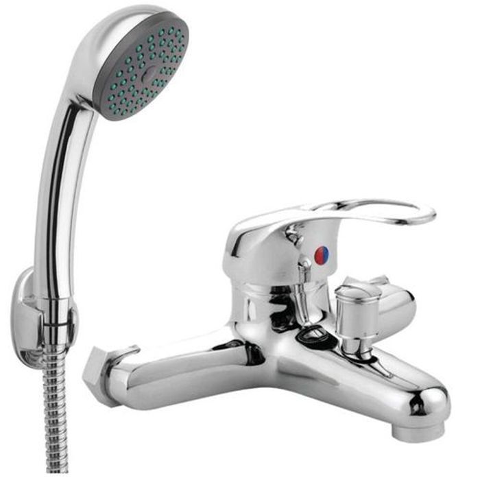 Mitigeur Mécanique De Baignoire Chromé Brillant avec douchette