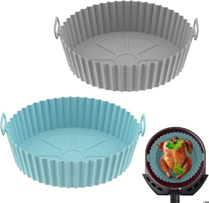 Lot 2 Pièces Moule Silicone Air Fryer 20cm – Panier Réutilisable Résistant à la Chaleur – Couleur Aléatoire