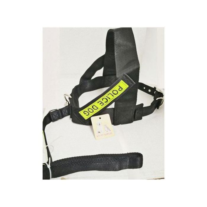 Laisse solide + gilet harnai pour grand chien - Noir