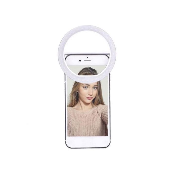 Mini Ring Light Portable Lampe selfie mobile pour smartphones, photographie et vidéographie (blanc)
