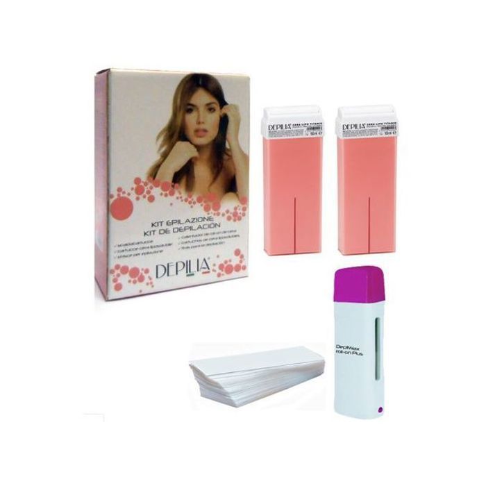 Depilia 1 kit d'épilation avec une chauffe cire, 2 cartouches et des bandes d'épilations