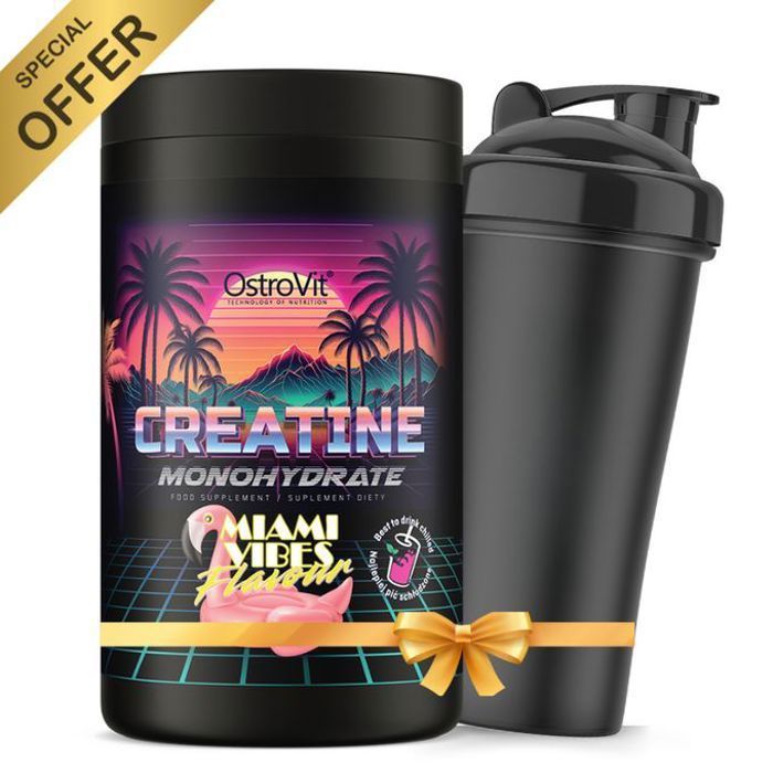 Creatine Monohydrate 500 g Miami Vibes + Shaker Ostrovit 700ml Gratuit