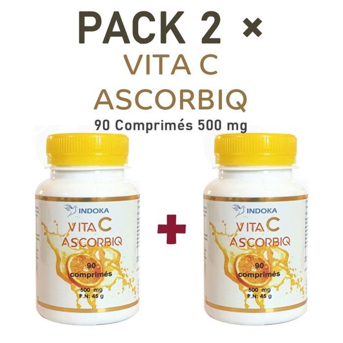 Pack 2 x boites de VITA C ASCORBIQ 90 comprimés 500 mg