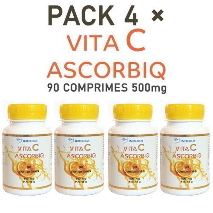 Pack 4 x boites de VITA C ASCORBIQ 90 comprimés 500 mg