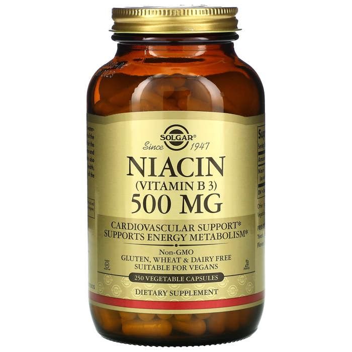 Solgar - NIACIN (VITAMIN B3) 500 MG, 250 VEGETABLE CAPSULES