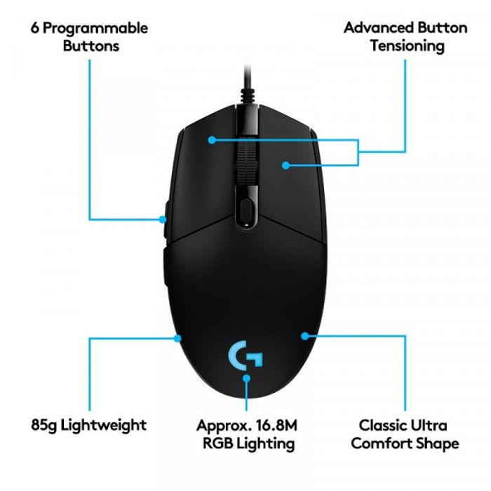 LOGITECH SOURIS FILAIRE G102 8.000 DPI