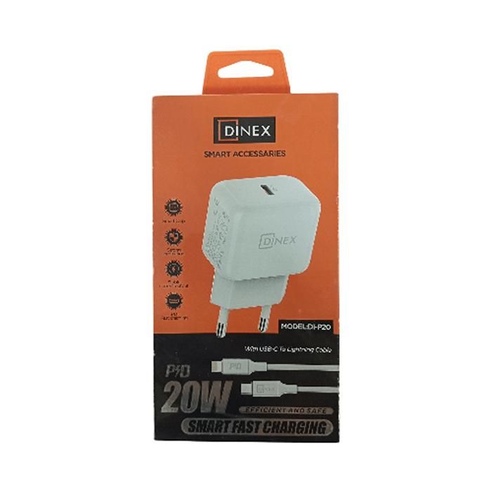 ACCESSOIRES INTELLIGENTS DINEX, CHARGE RAPIDE PD 20W, AVEC CÂBLE USB-C VERS LIGHTNING, DI-P20