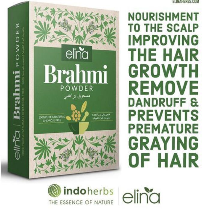 Elina Brahmi Poudre, Ayurvedique, Naturelle, Soin cheveux, Antichute, Antipelliculaire, 100g