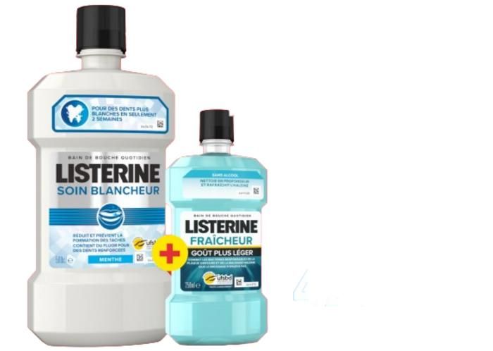 LOT LISTERINE BLANCHEUR 500 ML + 250 ML GRT