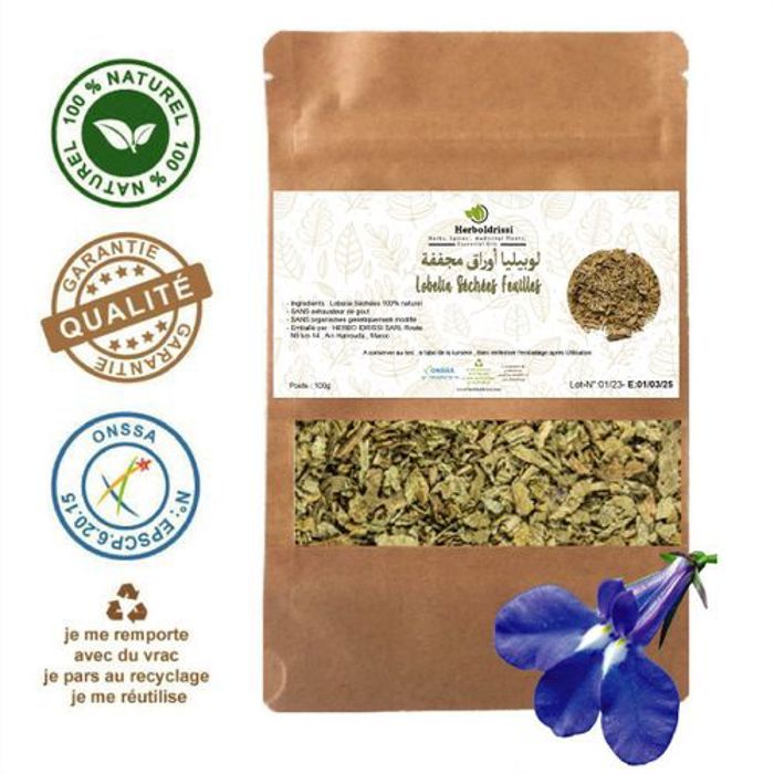 HERBO IDRISSI Lobelia Séchées Feuilles 100g - Ashtme- Sevrage Tabagique