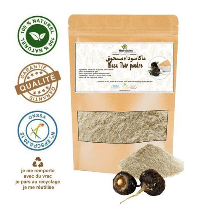 HERBO IDRISSI MACA NOIR POUDRE SUPER ALIMENT 200g Libido - Stress - Immunité