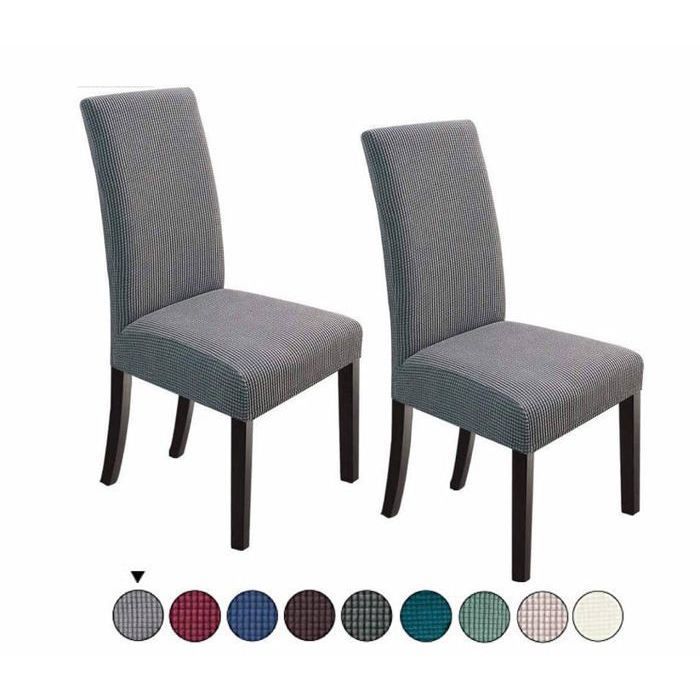 4 x Housse de Chaise Extensible à Tissu Jacquard - Gris Foncé (4pcs)