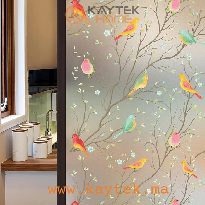 Film Décoratif Anti-regards pour Fenêtre 3D Statique - Motif Oiseaux 1m*60cm