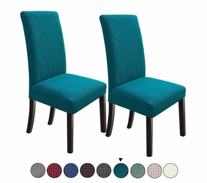 4 x Housse de Chaise Extensible à Tissu Jacquard - Vert Royal