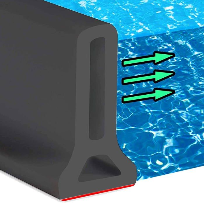 Seuil de Rétention d'Eau en Silicone Autocollante et Pliable - 3M Noir