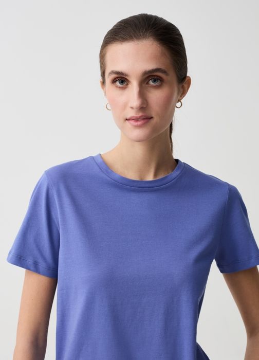 T-Shirt - OVS - Essential - 100% coton - Manches courtes - Bleu Indigo - Marjane Mall - Image 2