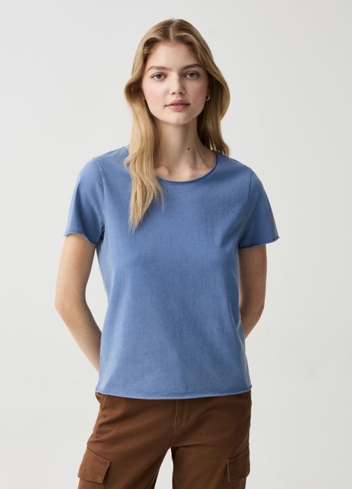 T-Shirt - OVS - Manches Courtes - 100% Coton - Bleu Foncé - Col Rond - Marjane Mall - Image 1