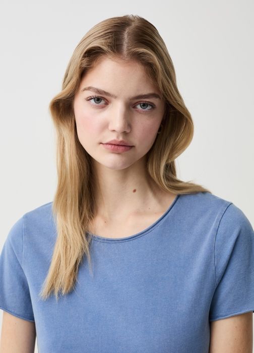 T-Shirt - OVS - Manches Courtes - 100% Coton - Bleu Foncé - Col Rond - Marjane Mall - Image 2