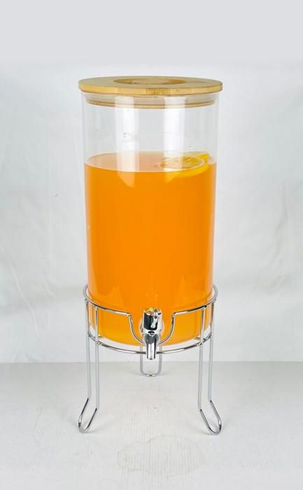 Distributeur de Jus en Verre– Avec Robinet Anti-Goutte et Couvercle – Design Vintage – Idéal pour Réceptions et Détox