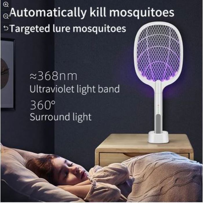Raquette a lampe Zapper anti-moustique électrique 2 EN 1