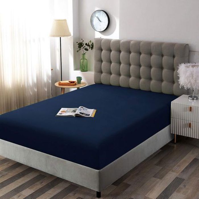 Drap Housse   Bleu Nuit  160x200 cm // Doux & Antiallérgique