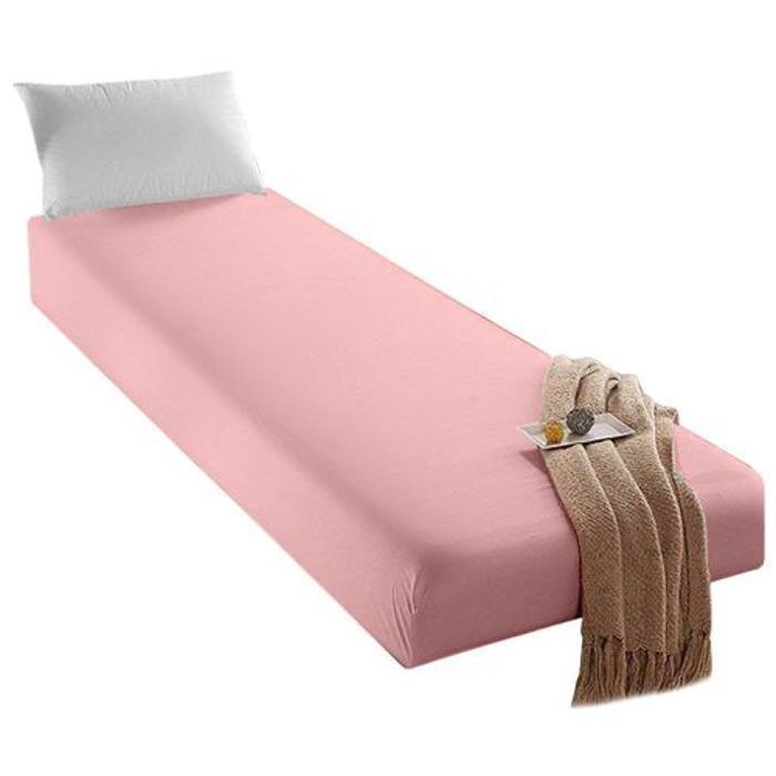 Drap Housse - Kasbah - Rose - 90x200cm - Doux - Antiallérgique - Uni