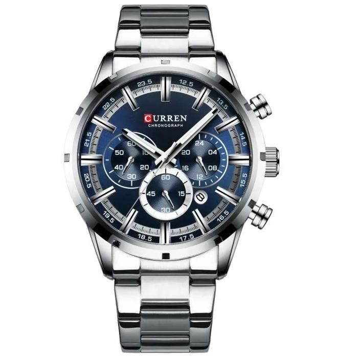 CURREN – Montre pour Homme M55 Silver Blue Edition