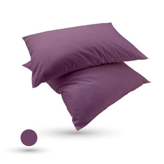 2 Taies d’oreiller Violet – 50x70 cm – Confort Doux & Antiallergique