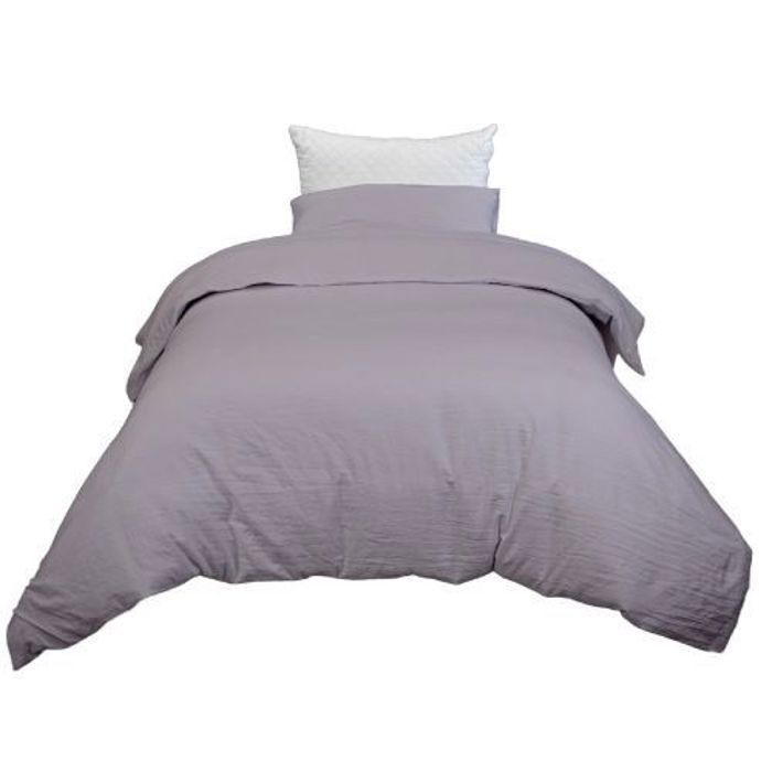 Housse de couette GRIS Clair + 1 Taie OR (1place) 160x220cm - Lit 90-120cm