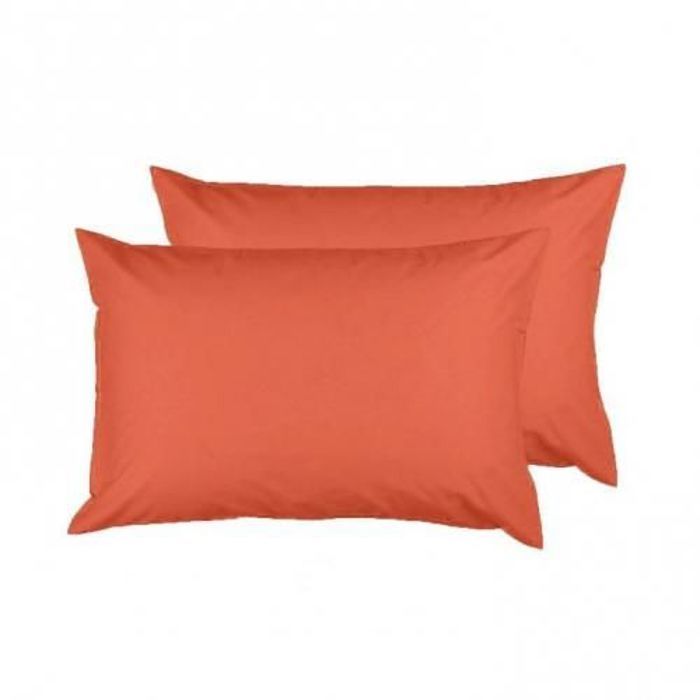 2 Taies d'oreiller Orange - 50x70 cm - Antiallergique & Doux  
