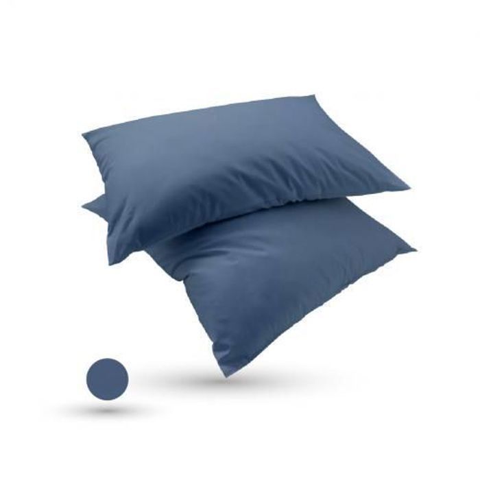 Taies d'oreiller - DWIRTY - Bleu Jean - Microfibre - 50x70 cm - Antiallergique
