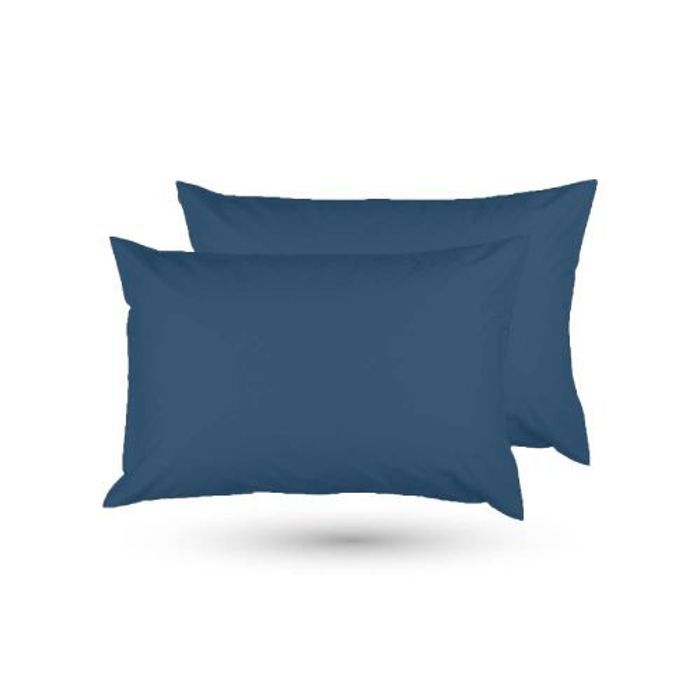 Taies d'oreiller - DWIRTY - Uni - Bleu Nuit - Microfibre - 45x70cm