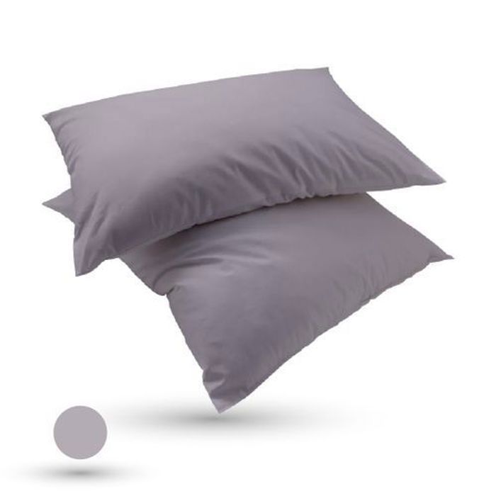 Taies d'oreiller - DWIRTY - Uni Gris Clair - 50x70cm - Microfibre - Antiallergique
