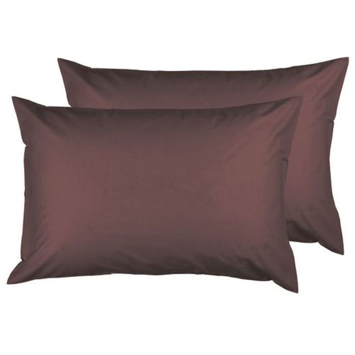 2 Taies D'oreiller Uni - Marron (50x70 cm) - Antiallergique & Doux