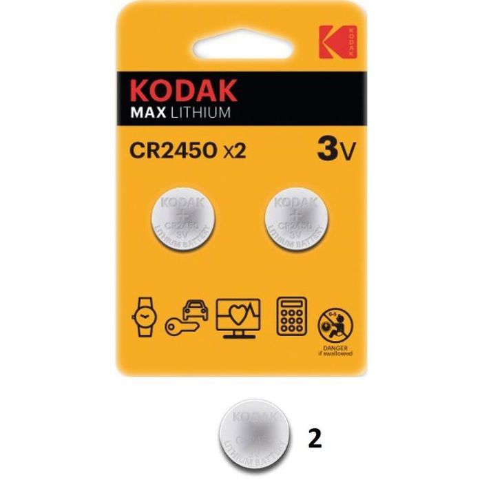 Kodak 2 Pile Battery bouton lithium 3v cr2450 max (x2)