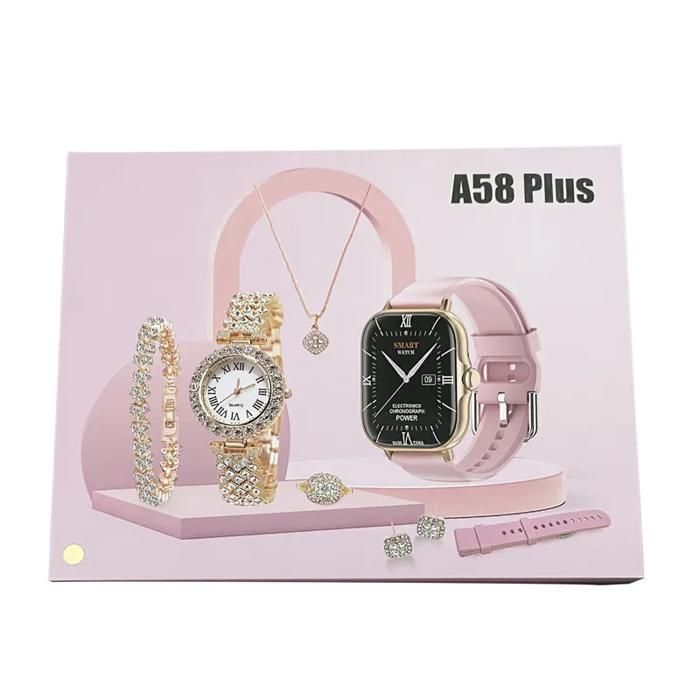 Pack Montres & Bijoux A58 Plus – Montre Intelligente + Montre Femme Élégante