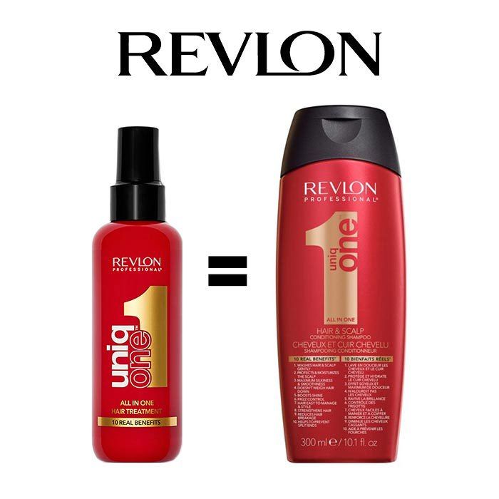 Revlon UniqOne, Masque en Spray Sans Rinçage 150 ml = Shampoing Uniq One Offert