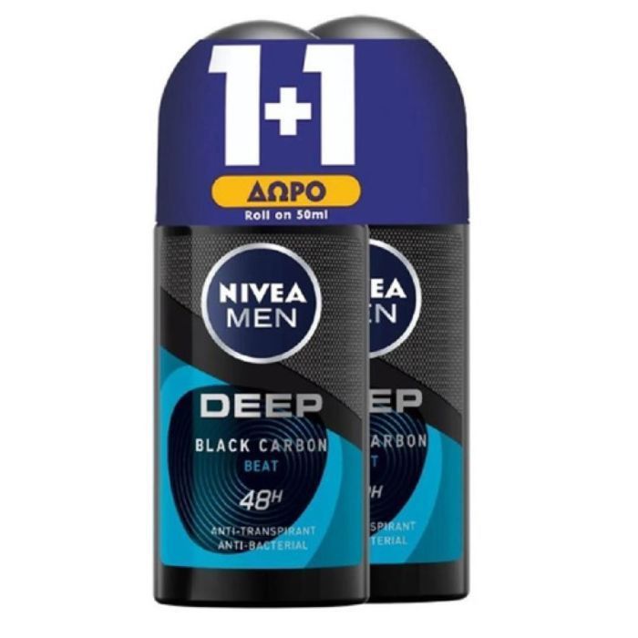 NIVEA Déodorant DEEP Beat -Pour Homme - Roll-on 50mlx2