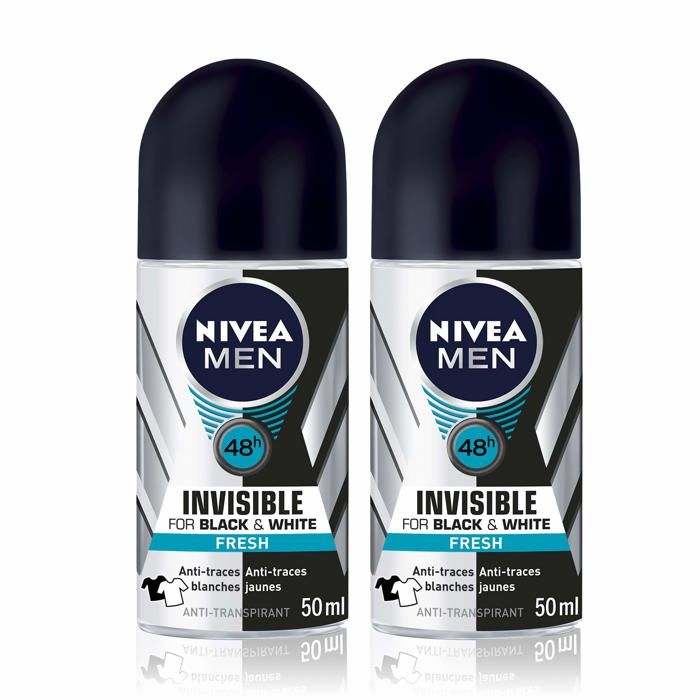 Déodorant Homme - Invisible Black&White Fresh - Roll-on 50mlx2