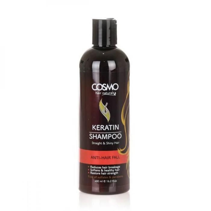 Shampooing à la kératine COSMO HAIR NATURALS, anti-chute de cheveux, sans sulfates ni parabènes