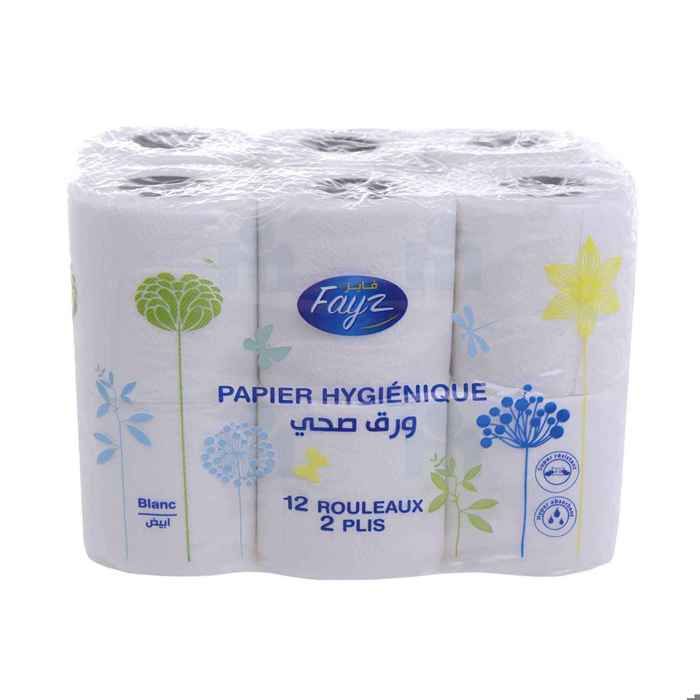 Papier hygiénique blanc 2 plis x12 rouleaux - FAYZ